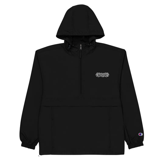 White Branded Embroidered Champion Packable Jacket